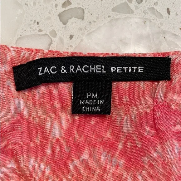 Zac & Rachel V-Neck Coral and White Blouse - Picture 8 of 10